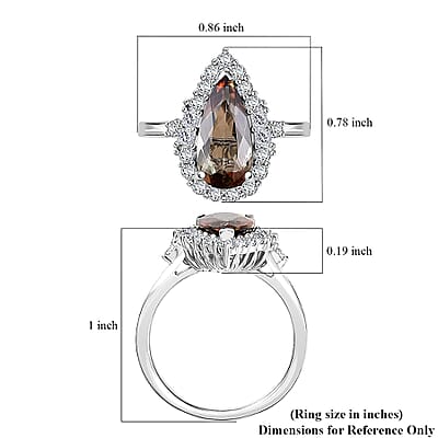 D'Joy Premium Jenipapo Andalusite and Moissanite 3.25 ctw Ring in Rhodium Over Sterling Silver (Size 11.0)