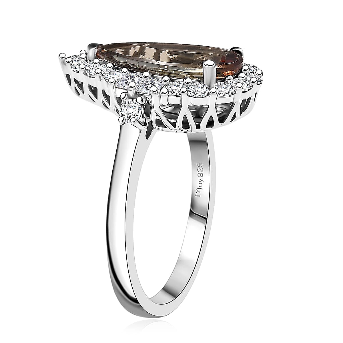 D'Joy Premium Jenipapo Andalusite and Moissanite 3.25 ctw Ring in Rhodium Over Sterling Silver (Size 6.0) image number 3
