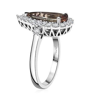 D'Joy Premium Jenipapo Andalusite and Moissanite 3.00 ctw Ring in Rhodium Over Sterling Silver (Size 8.0)