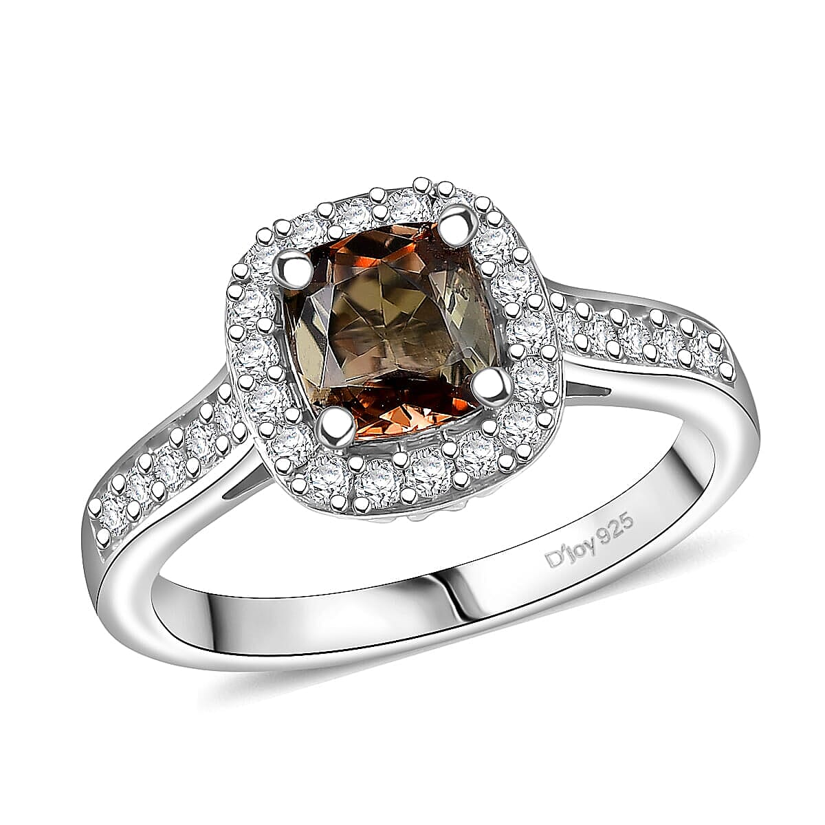D'Joy Premium Jenipapo Andalusite, Moissanite Ring in Rhodium Over Sterling Silver (Size 10.0) 1.30 ctw image number 0
