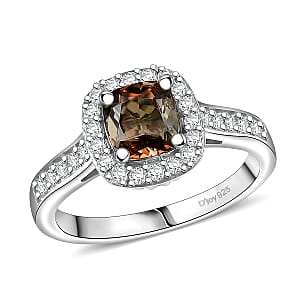 D'Joy Premium Jenipapo Andalusite and Moissanite 1.30 ctw Ring in Rhodium Over Sterling Silver (Size 10.0)