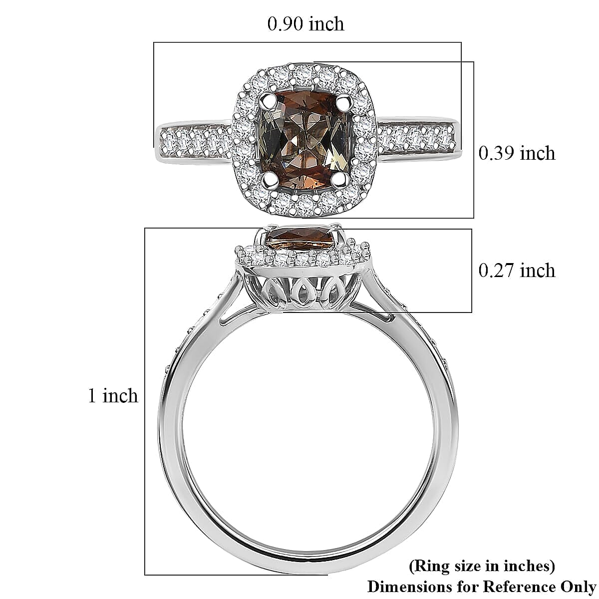 D'Joy Premium Jenipapo Andalusite, Moissanite Ring in Rhodium Over Sterling Silver (Size 10.0) 1.30 ctw image number 5
