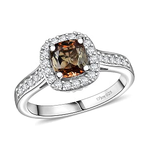 D'Joy Premium Jenipapo Andalusite and Moissanite 1.55 ctw Ring in Rhodium Over Sterling Silver (Size 7.0)