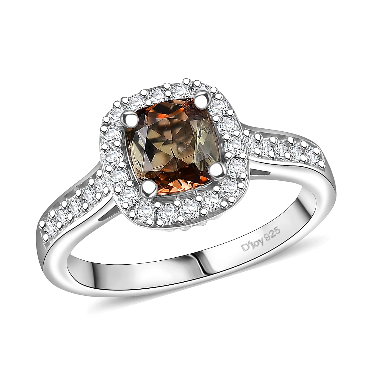 D'Joy Premium Jenipapo Andalusite and Moissanite 1.55 ctw Ring in Rhodium Over Sterling Silver (Size 8.0) image number 0