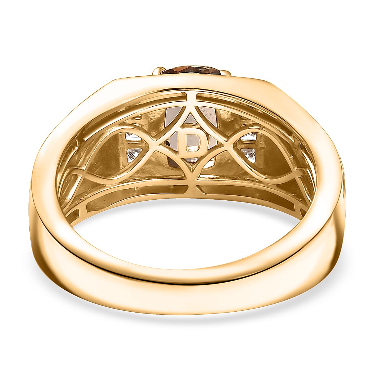 D'Joy Premium Jenipapo Andalusite and Moissanite 1.60 ctw Men's Ring in 18K Vermeil Yellow Gold Over Sterling Silver (Size 10.0) image number 4