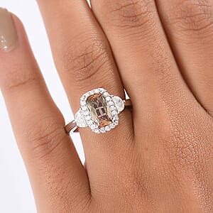 D'Joy Premium Jenipapo Andalusite and Moissanite 3.25 ctw Ring in Rhodium Over Sterling Silver (Size 10.0)