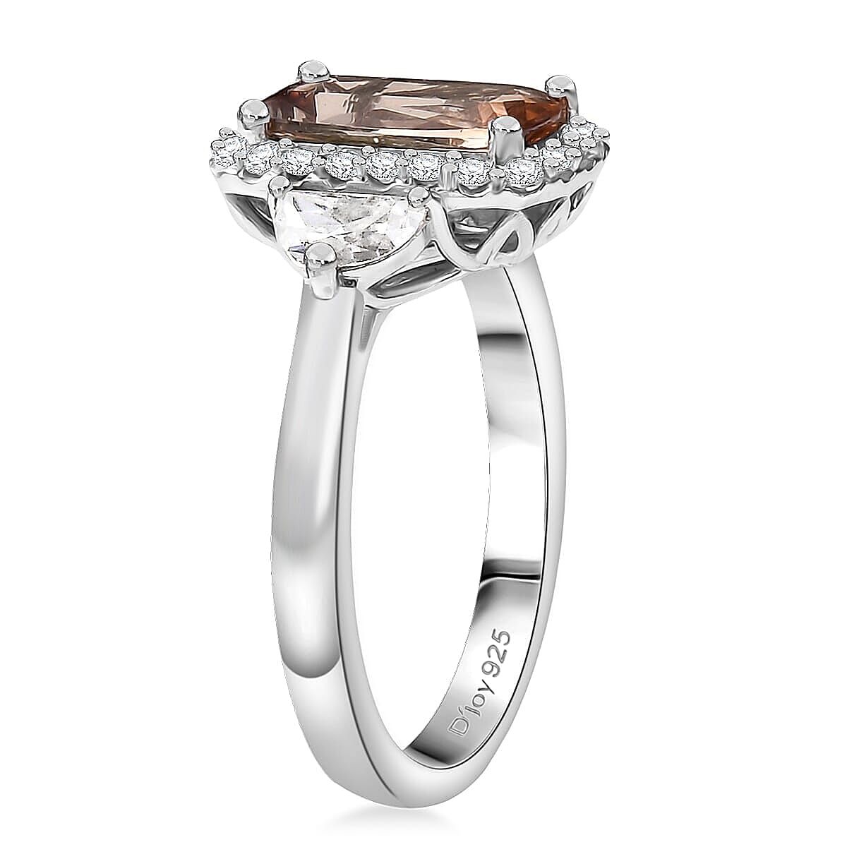 D'Joy Premium Jenipapo Andalusite, Moissanite Ring in Rhodium Over Sterling Silver (Size 10.0) 3.25 ctw image number 2