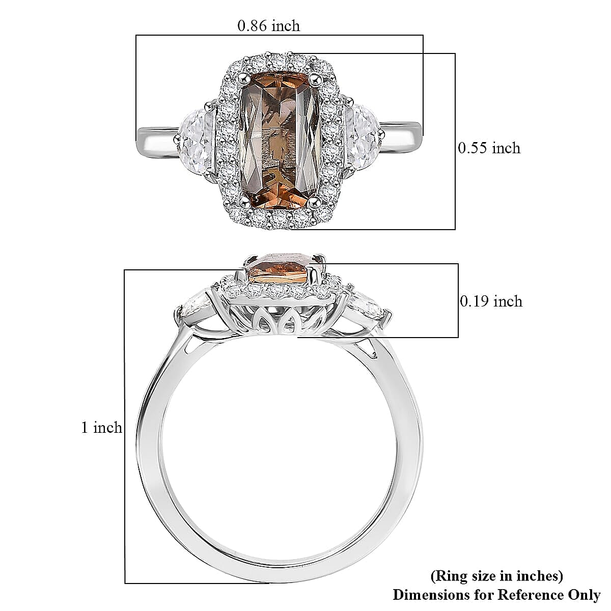 D'Joy Premium Jenipapo Andalusite and Moissanite 2.90 ctw Ring in Rhodium Over Sterling Silver (Size 7.0) image number 5