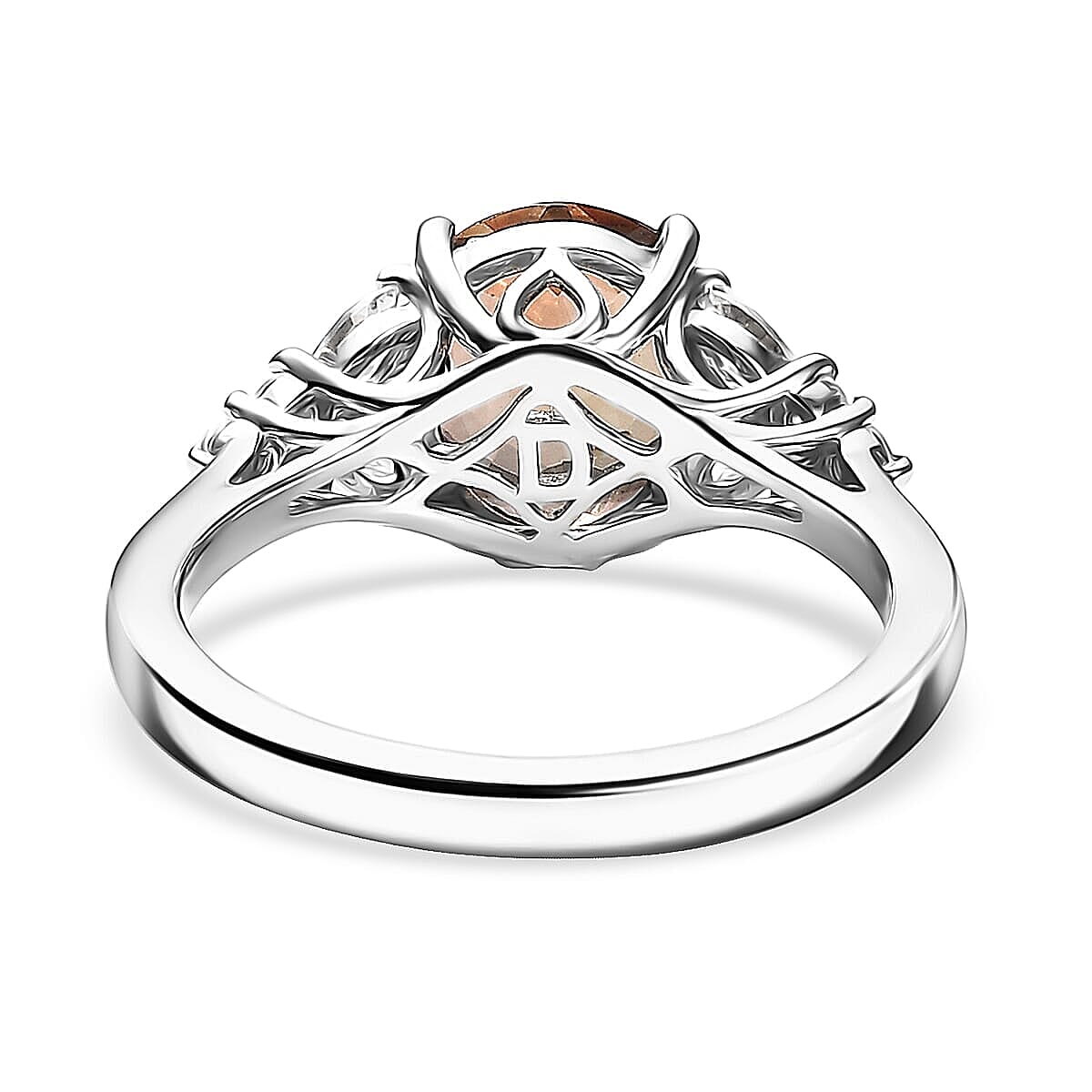 D'Joy Jenipapo Andalusite, Moissanite Ring in Rhodium Over Sterling Silver (Size 10.0) 3.15 ctw
