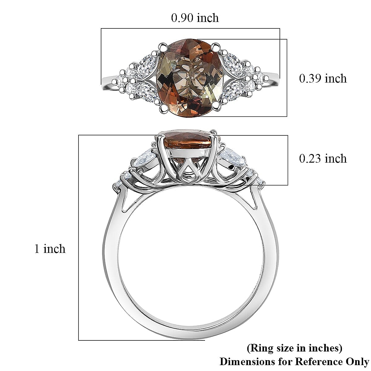 D'Joy Jenipapo Andalusite, Moissanite Ring in Rhodium Over Sterling Silver (Size 10.0) 3.15 ctw image number 5