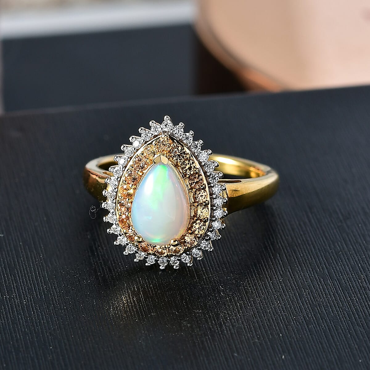 D'Joy  Ethiopian Welo Opal, Multi Gemstone   Ring in 18K Vermeil YG Over Sterling Silver 1.35 ctw (Size 6.0) image number 1