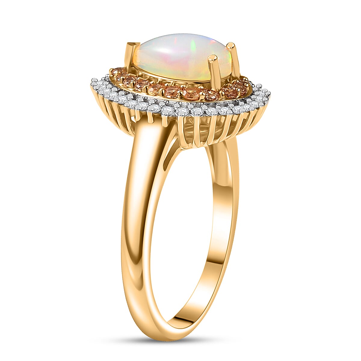 D'Joy  Ethiopian Welo Opal, Multi Gemstone   Ring in 18K Vermeil YG Over Sterling Silver 1.35 ctw (Size 6.0) image number 3