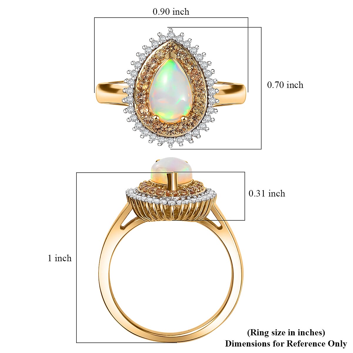 D'Joy  Ethiopian Welo Opal, Multi Gemstone   Ring in 18K Vermeil YG Over Sterling Silver 1.35 ctw (Size 6.0) image number 5