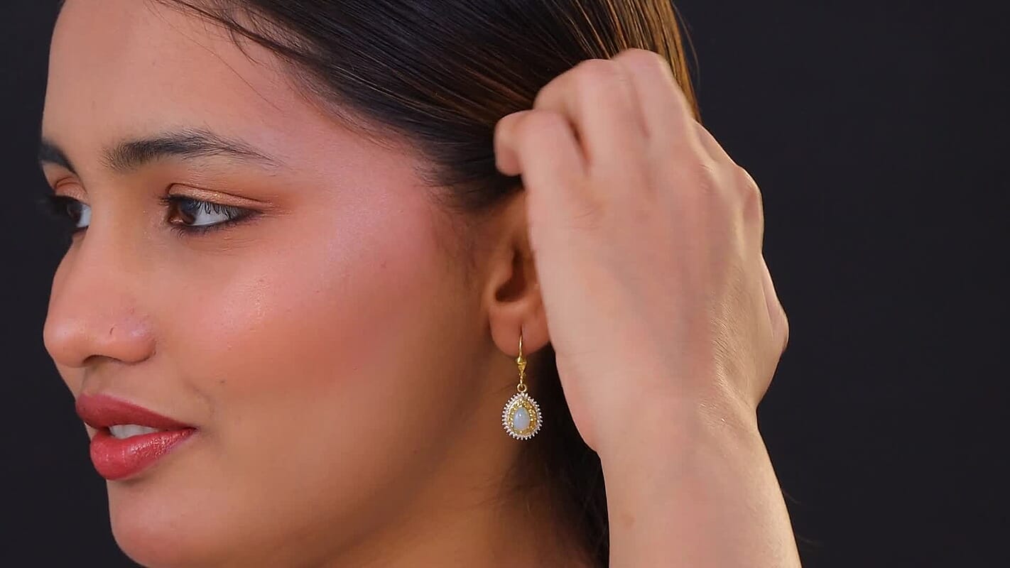 D'Joy Premium Ethiopian Welo Opal and Multi Gemstone 1.80 ctw Tear of Fire Earrings in 18K Vermeil Yellow Gold Over Sterling Silver