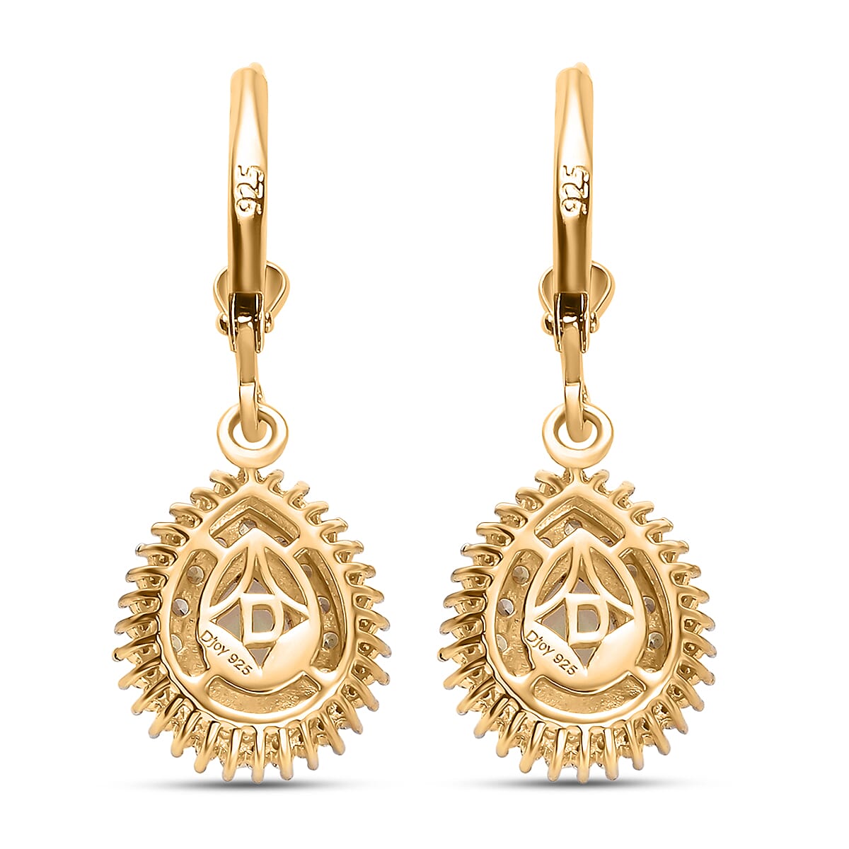 D'Joy Premium Ethiopian Welo Opal and Multi Gemstone 1.80 ctw Tear of Fire Earrings in 18K Vermeil Yellow Gold Over Sterling Silver image number 3