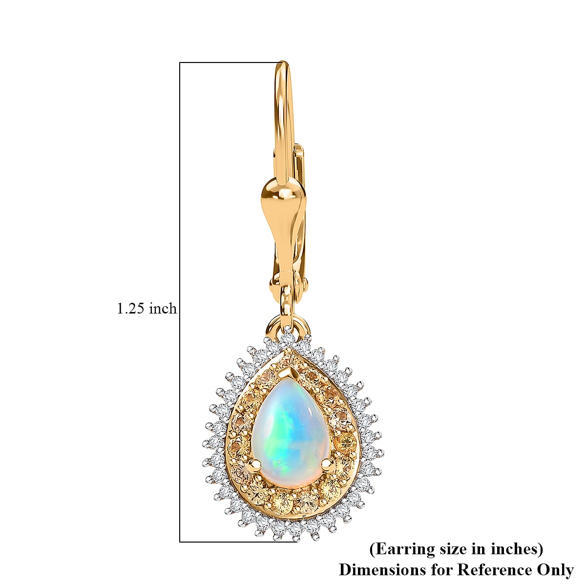 D'Joy Premium Ethiopian Welo Opal and Multi Gemstone 1.80 ctw Tear of Fire Earrings in 18K Vermeil Yellow Gold Over Sterling Silver image number 4