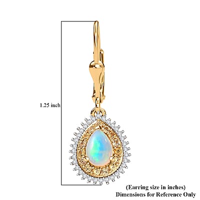 D'Joy Premium Ethiopian Welo Opal and Multi Gemstone 1.80 ctw Tear of Fire Earrings in 18K Vermeil Yellow Gold Over Sterling Silver