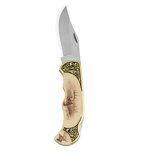 Closeout 4.75 Deer Folding Knife with Gift Box