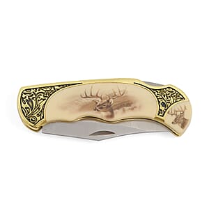 Closeout 4.75 Deer Folding Knife with Gift Box