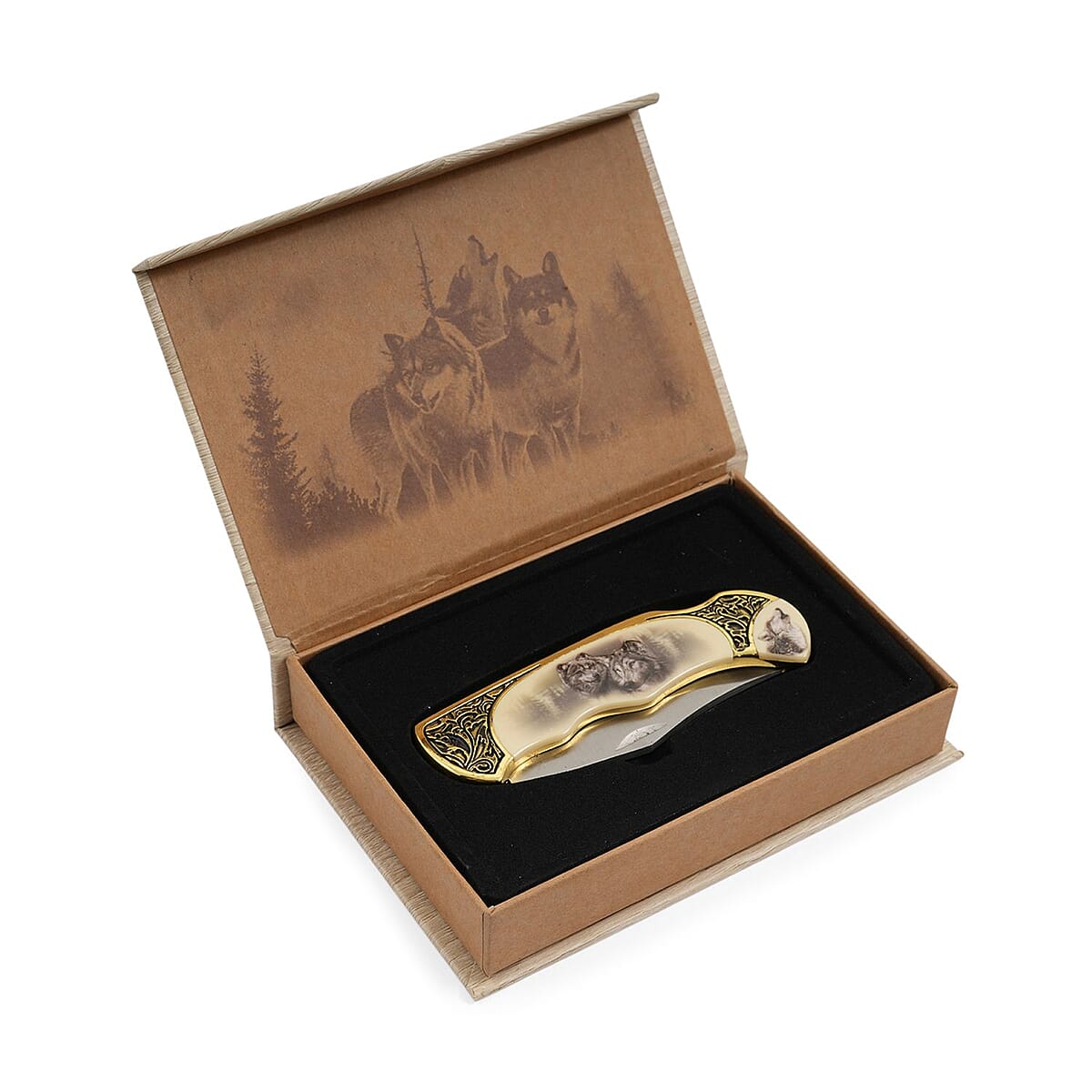 Closeout 4.75 Wolf Folding Knife with Gift Box image number 5