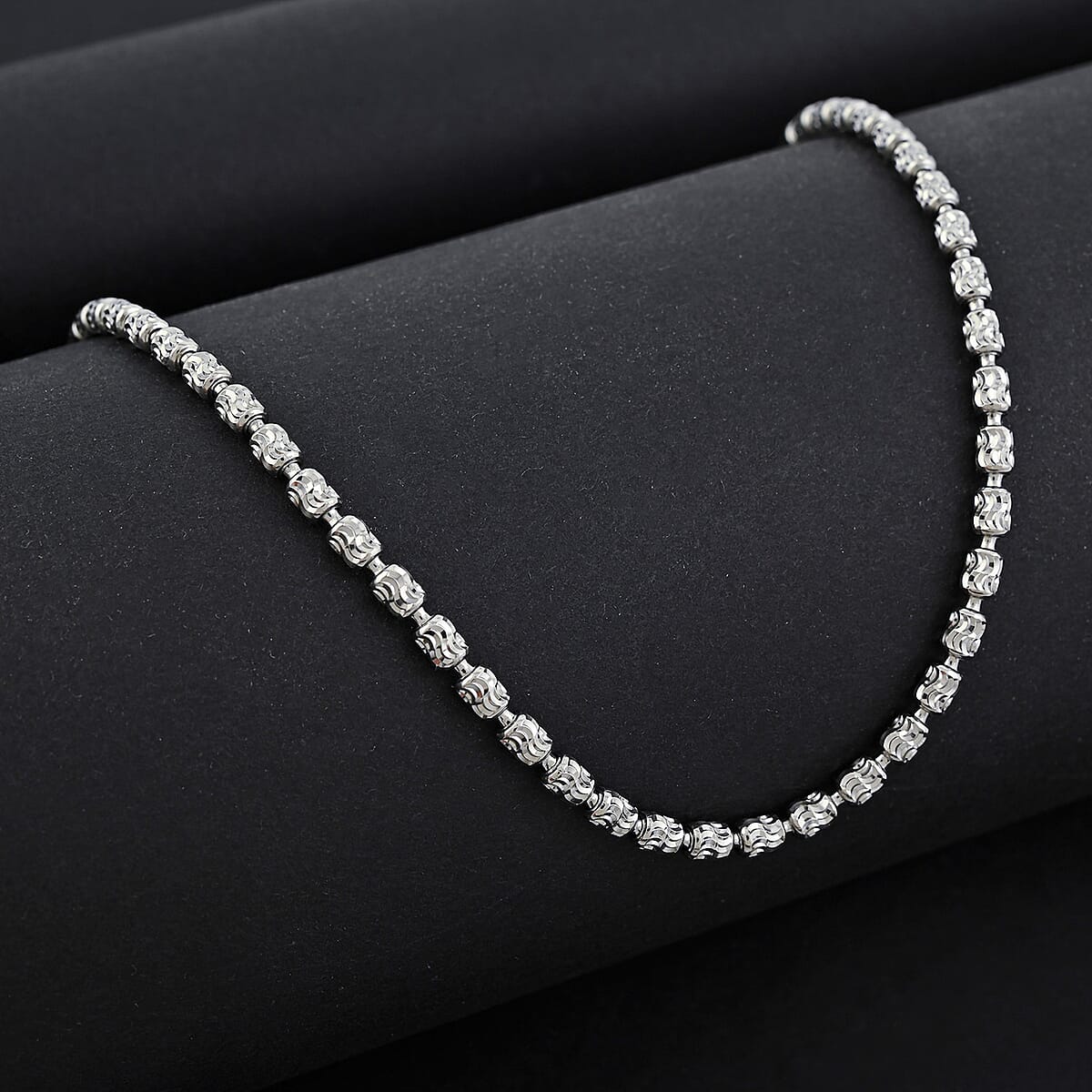 Italian Sterling Silver Platinum Black Typhoon Chain Necklace (18 Inches) (10.4 g) image number 1