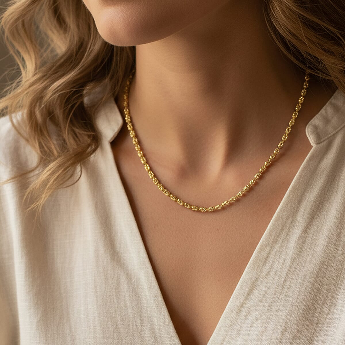 Italian Typhoon Chain Necklace in 14K Yellow Gold Over Sterling Silver 11.88 Grams 18-20 Inches image number 2