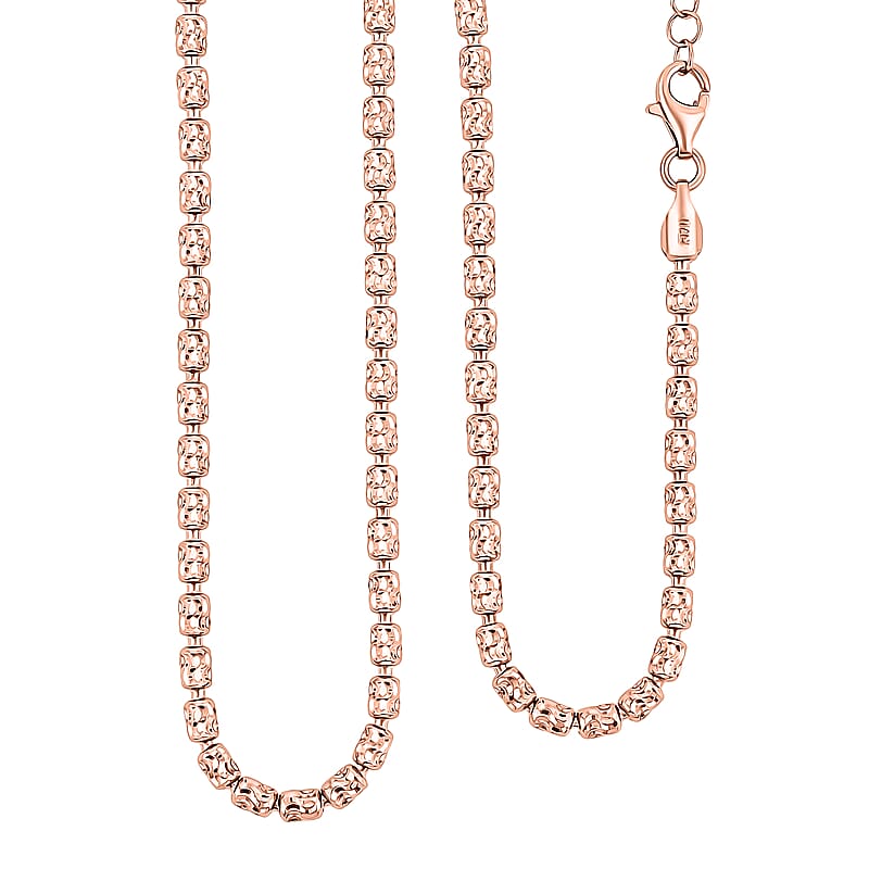 Italian Typhoon Chain Necklace in 14K Rose Gold Over Sterling Silver 10.4 Grams 18 Inches