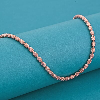 Italian Typhoon Chain Necklace in 14K Rose Gold Over Sterling Silver 10.4 Grams 18 Inches