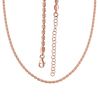 Italian Typhoon Chain Necklace in 14K Rose Gold Over Sterling Silver 10.4 Grams 18 Inches