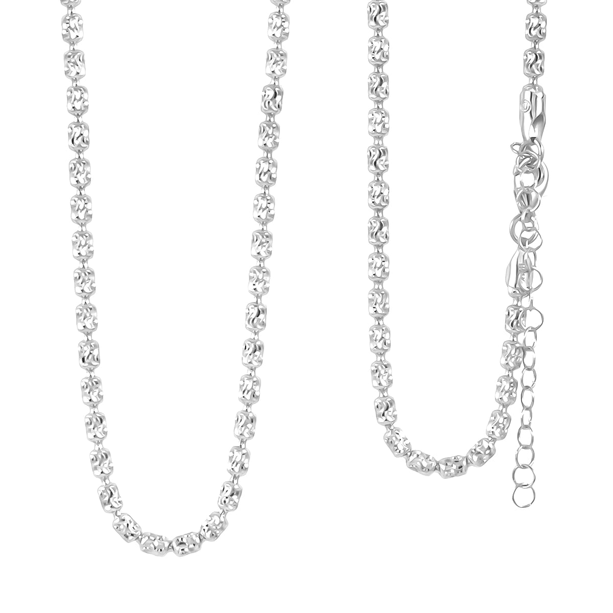 Italian Rhodium Over Sterling Silver Typhoon Chain Necklace 11.87 Grams 18 Inches image number 0