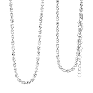 Italian Rhodium Over Sterling Silver Typhoon Chain Necklace 11.87 Grams 18 Inches