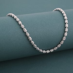 Italian Rhodium Over Sterling Silver Typhoon Chain Necklace 11.87 Grams 18 Inches