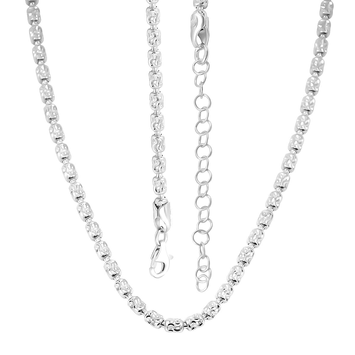 Italian Rhodium Over Sterling Silver Typhoon Chain Necklace 11.87 Grams 18 Inches image number 4