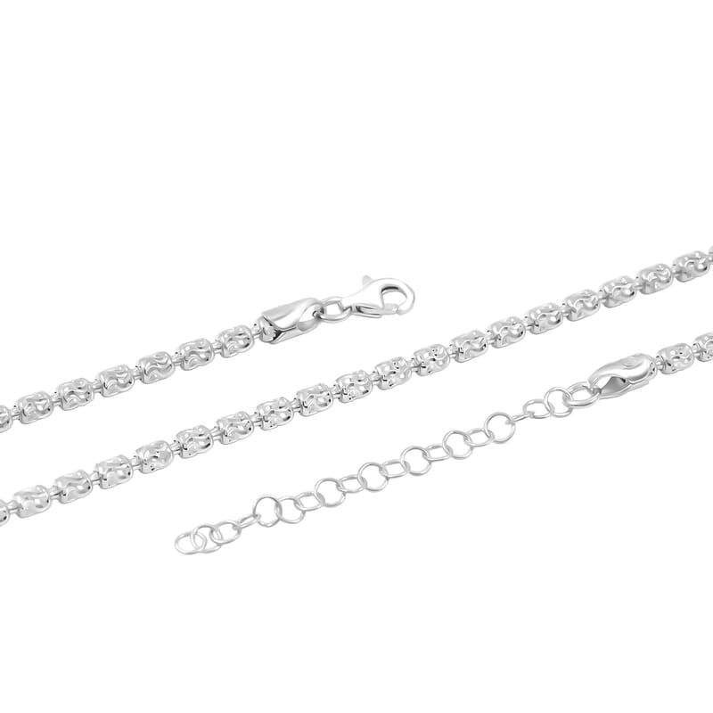 Italian Rhodium Over Sterling Silver Typhoon Chain Necklace 11.87 Grams 18 Inches