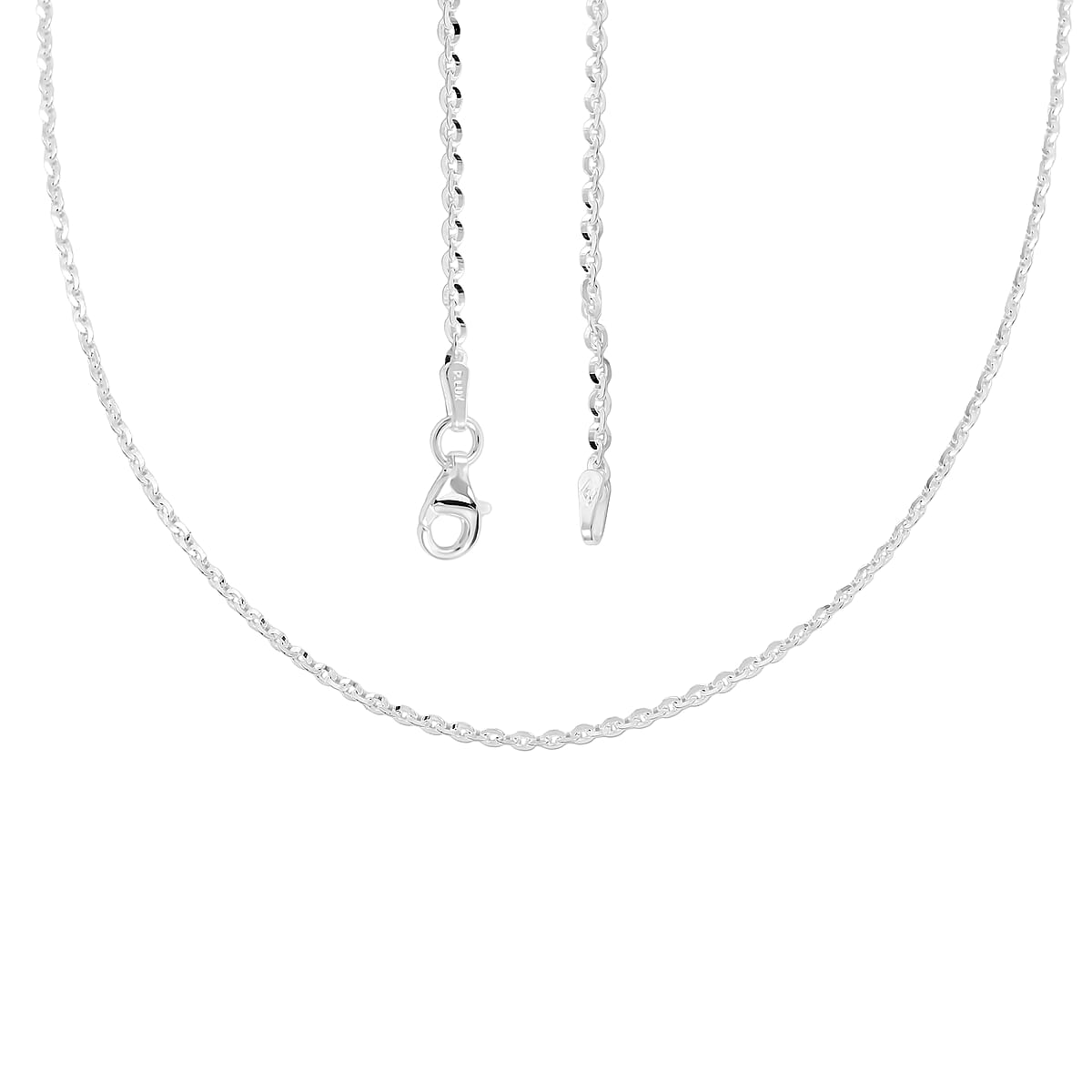Italian Brillantina Chain Necklace in Sterling Silver 3.40 Grams 18 Inches image number 3