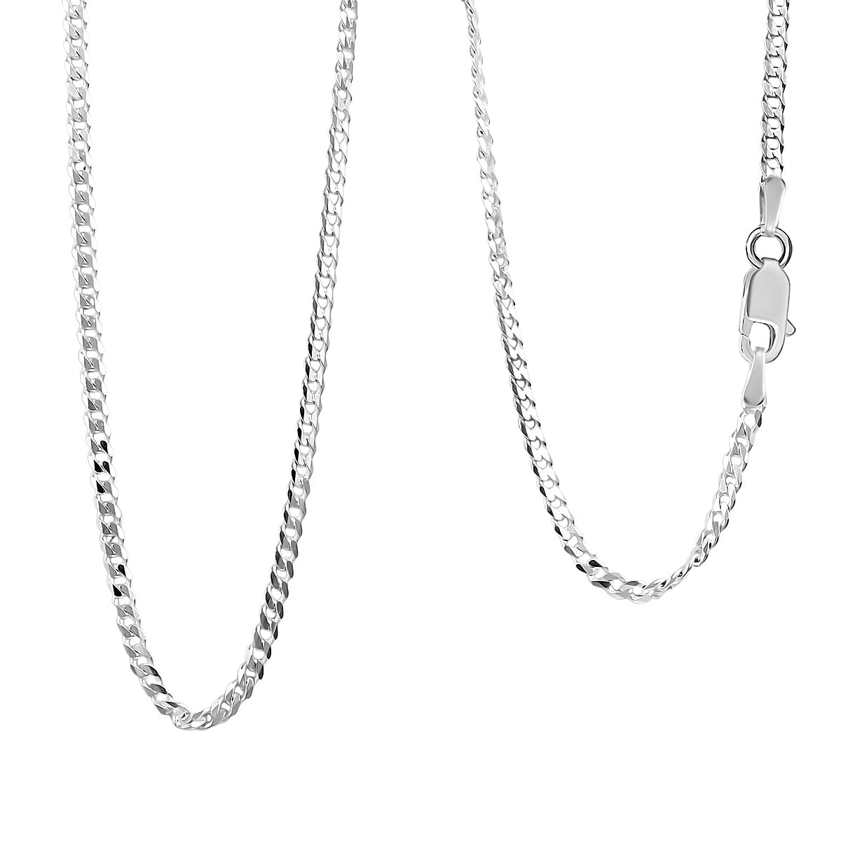Italian Flat Cuban Chain Necklace in Sterling Silver 4.70 Grams 18 Inches image number 0
