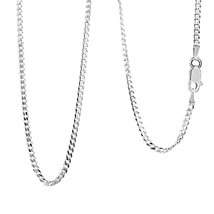 Italian Flat Cuban Chain Necklace in Sterling Silver 4.70 Grams 18 Inches