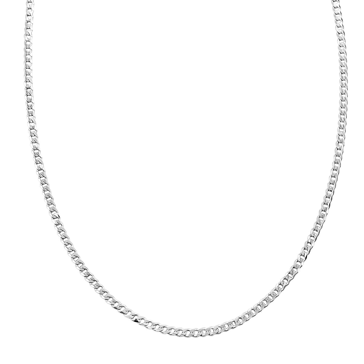 Italian Flat Cuban Chain Necklace in Sterling Silver 4.70 Grams 18 Inches image number 2