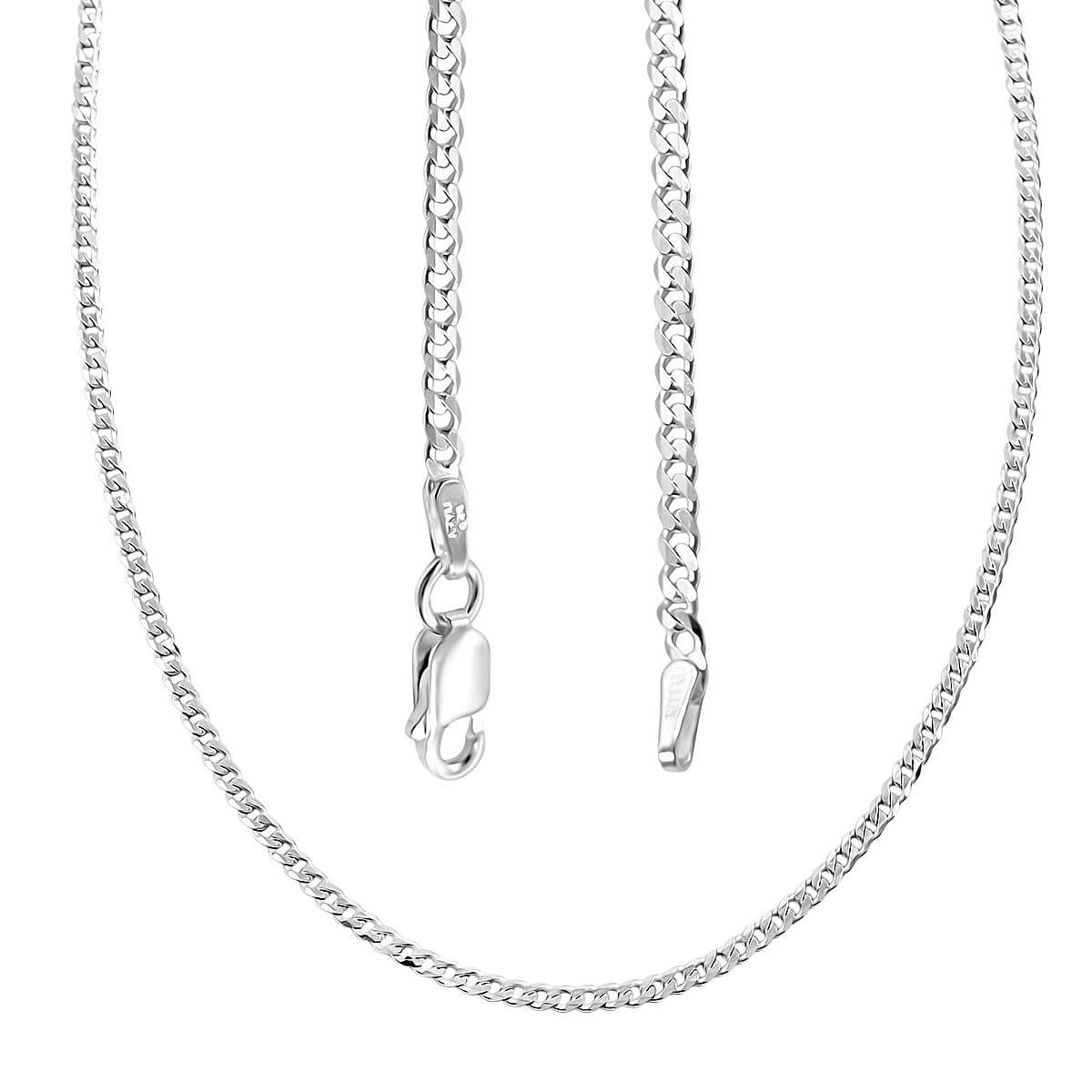Italian Flat Cuban Chain Necklace in Sterling Silver 4.70 Grams 18 Inches image number 3