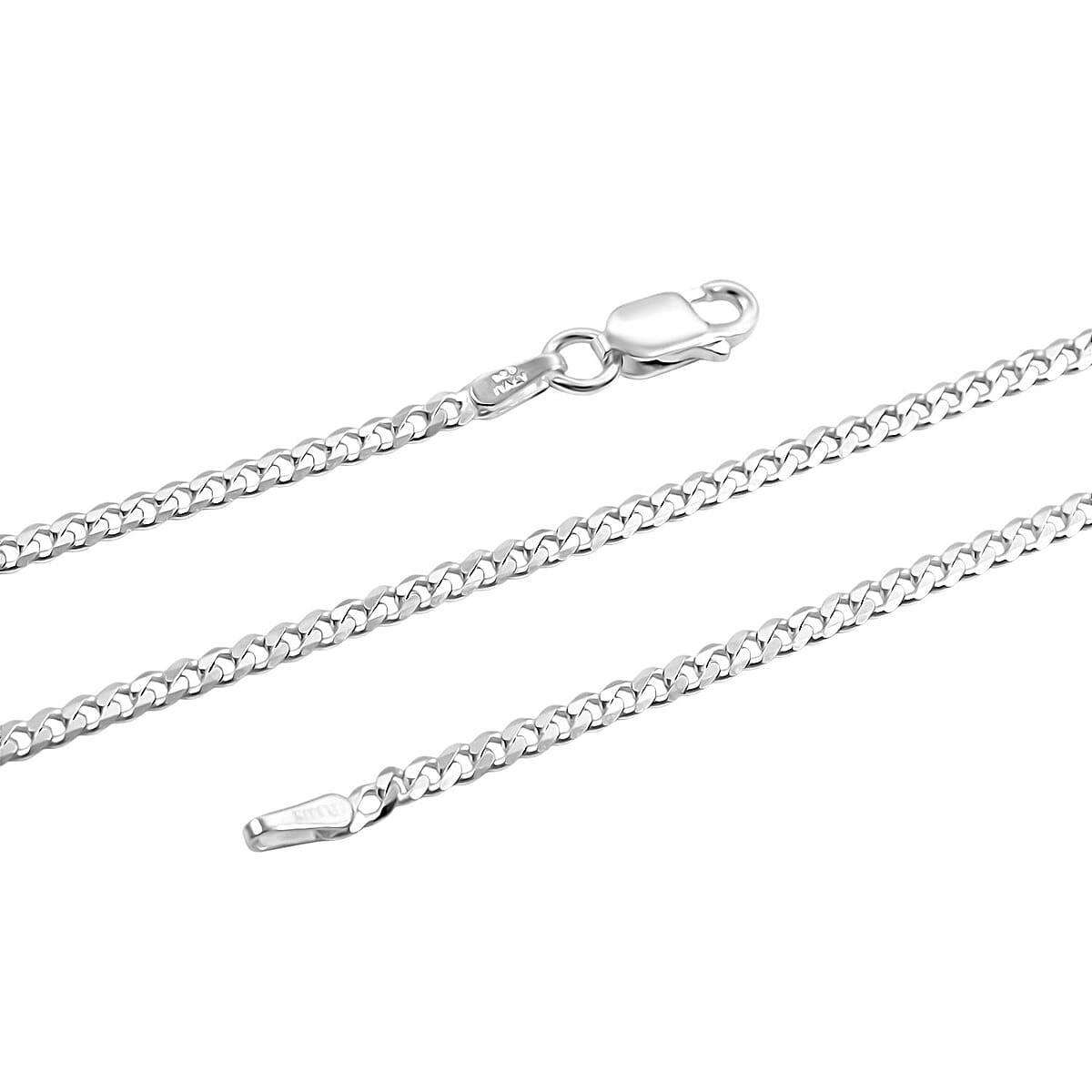 Italian Flat Cuban Chain Necklace in Sterling Silver 4.70 Grams 18 Inches image number 4