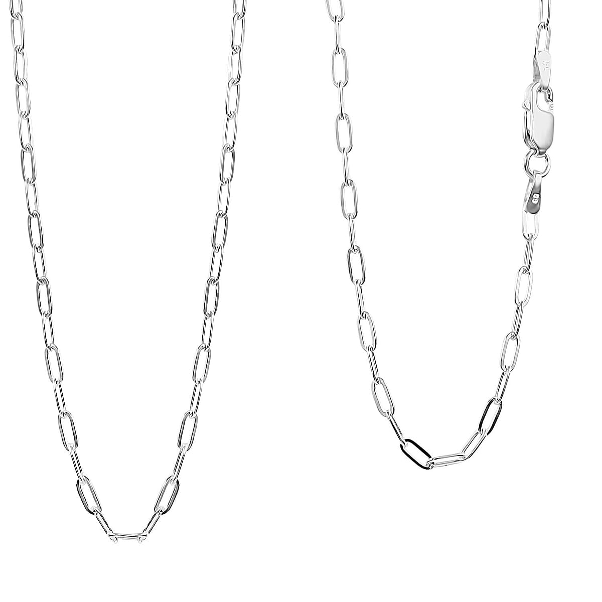 Italian Paper Clip Chain Necklace in Sterling Silver 4.10 Grams 18 Inches image number 0