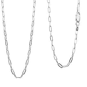 Italian Paper Clip Chain Necklace in Sterling Silver 4.10 Grams 18 Inches