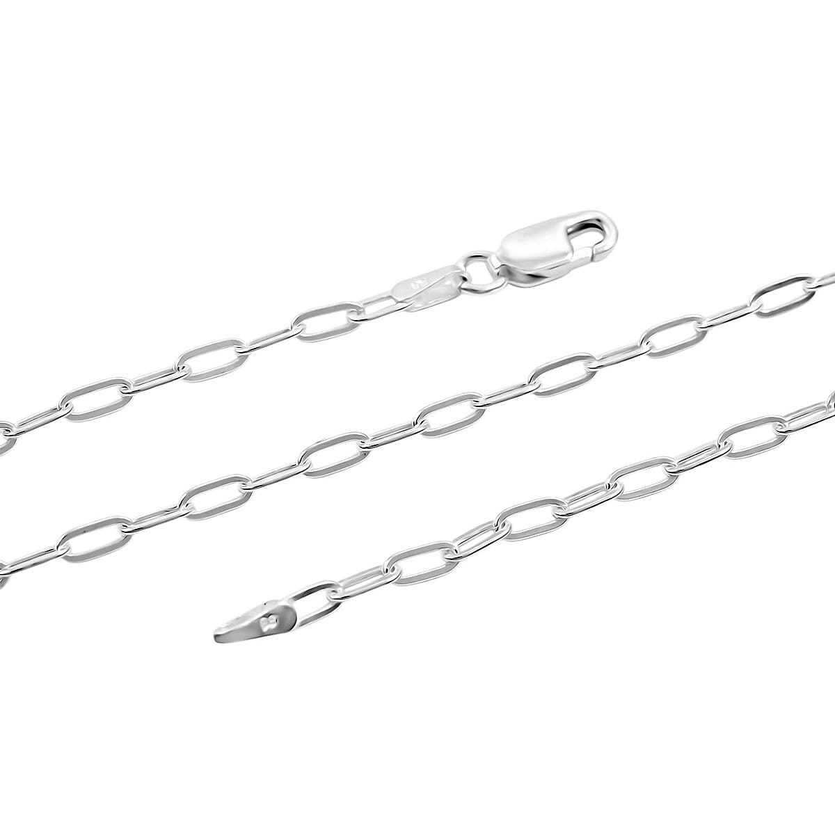 Italian Paper Clip Chain Necklace in Sterling Silver 4.10 Grams 18 Inches image number 4