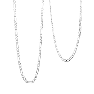 Italian Flat Figaro Chain Necklace in Sterling Silver 3.90 Grams 18 Inches