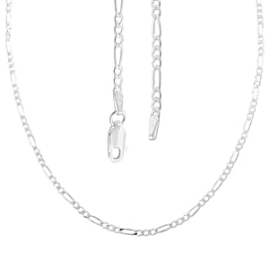 Italian Flat Figaro Chain Necklace in Sterling Silver 3.90 Grams 18 Inches