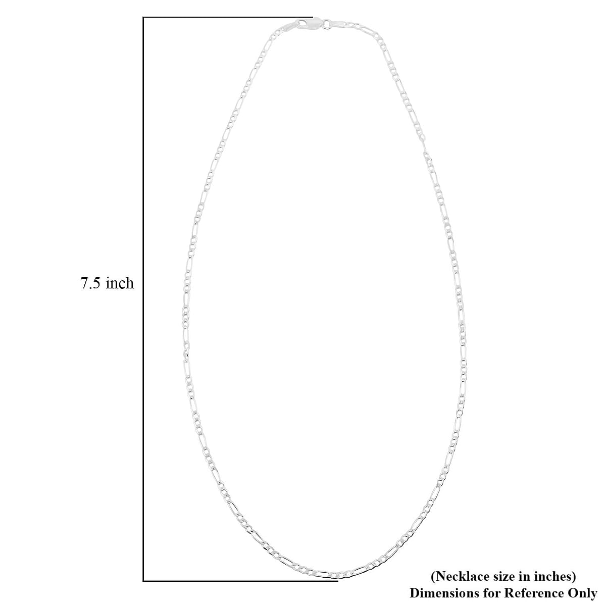 Italian Flat Figaro Chain Necklace in Sterling Silver 3.90 Grams 18 Inches image number 5