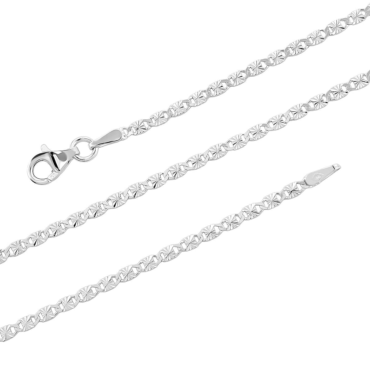 Italian Valentina Chain Necklace in Sterling Silver 2.30 Grams 18 Inches image number 5