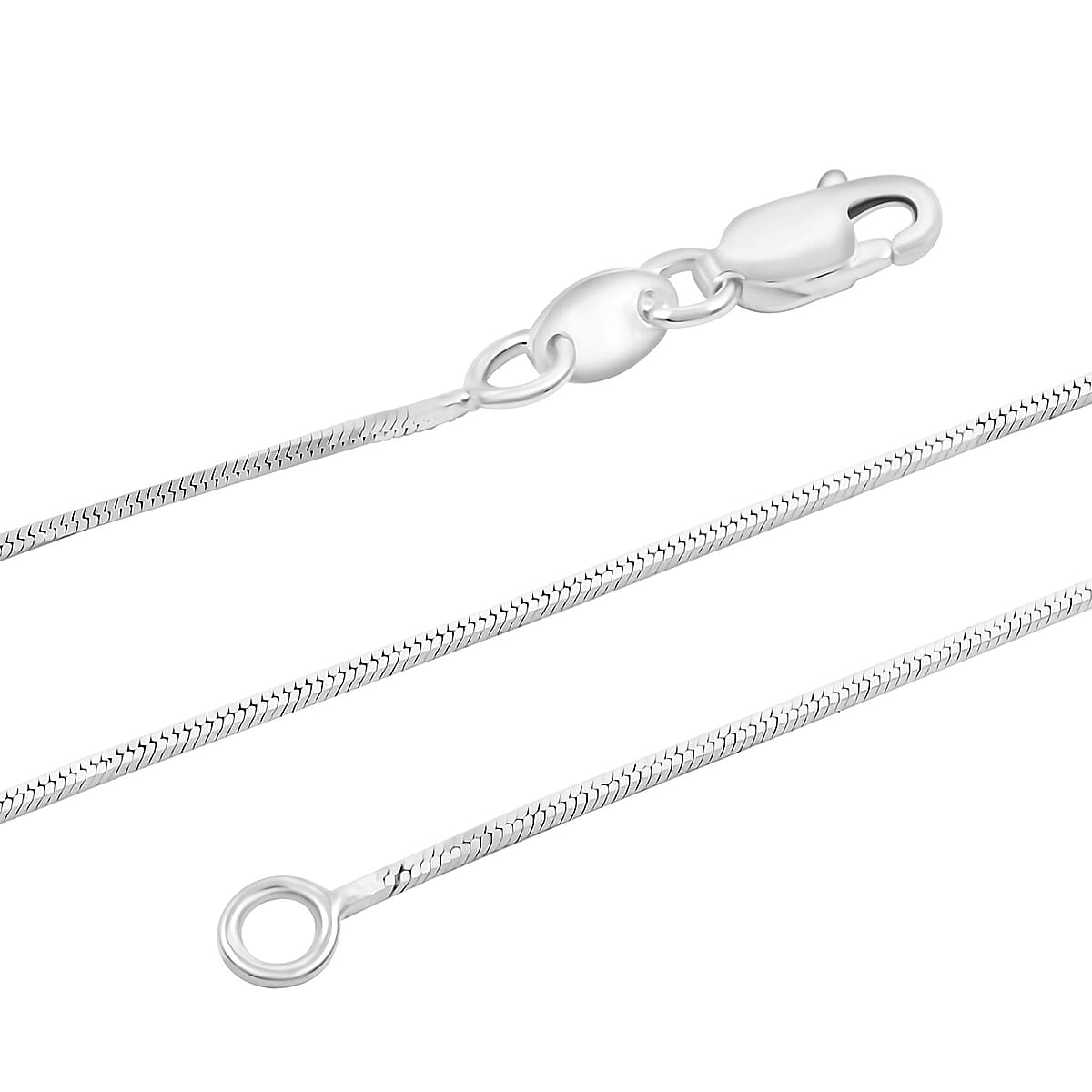 Italian Square Snake Chain Necklace in Sterling Silver 3.40 Grams 18 Inches image number 4