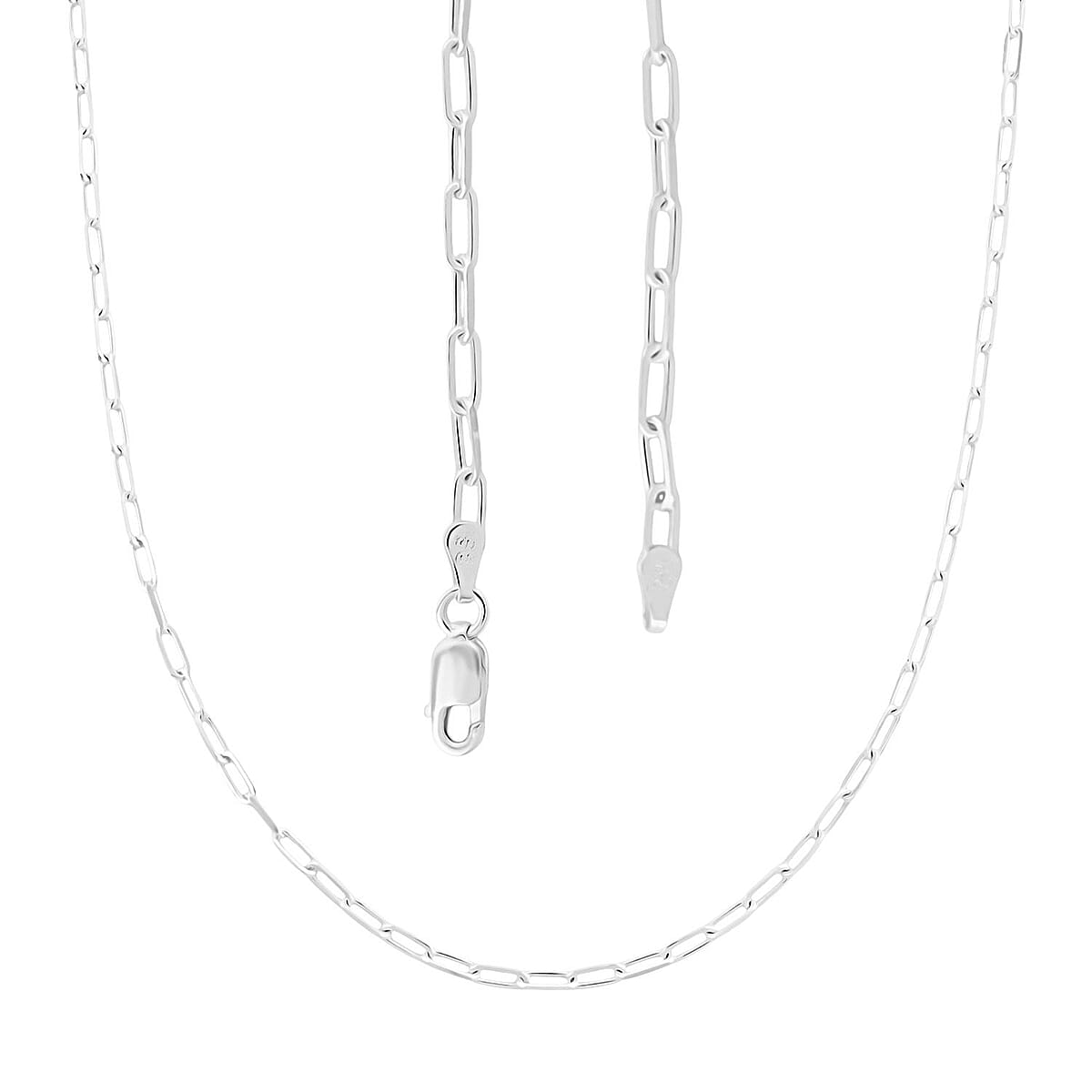 Italian Paper Clip Chain Necklace in Sterling Silver 6.60 Grams 18 Inches image number 4