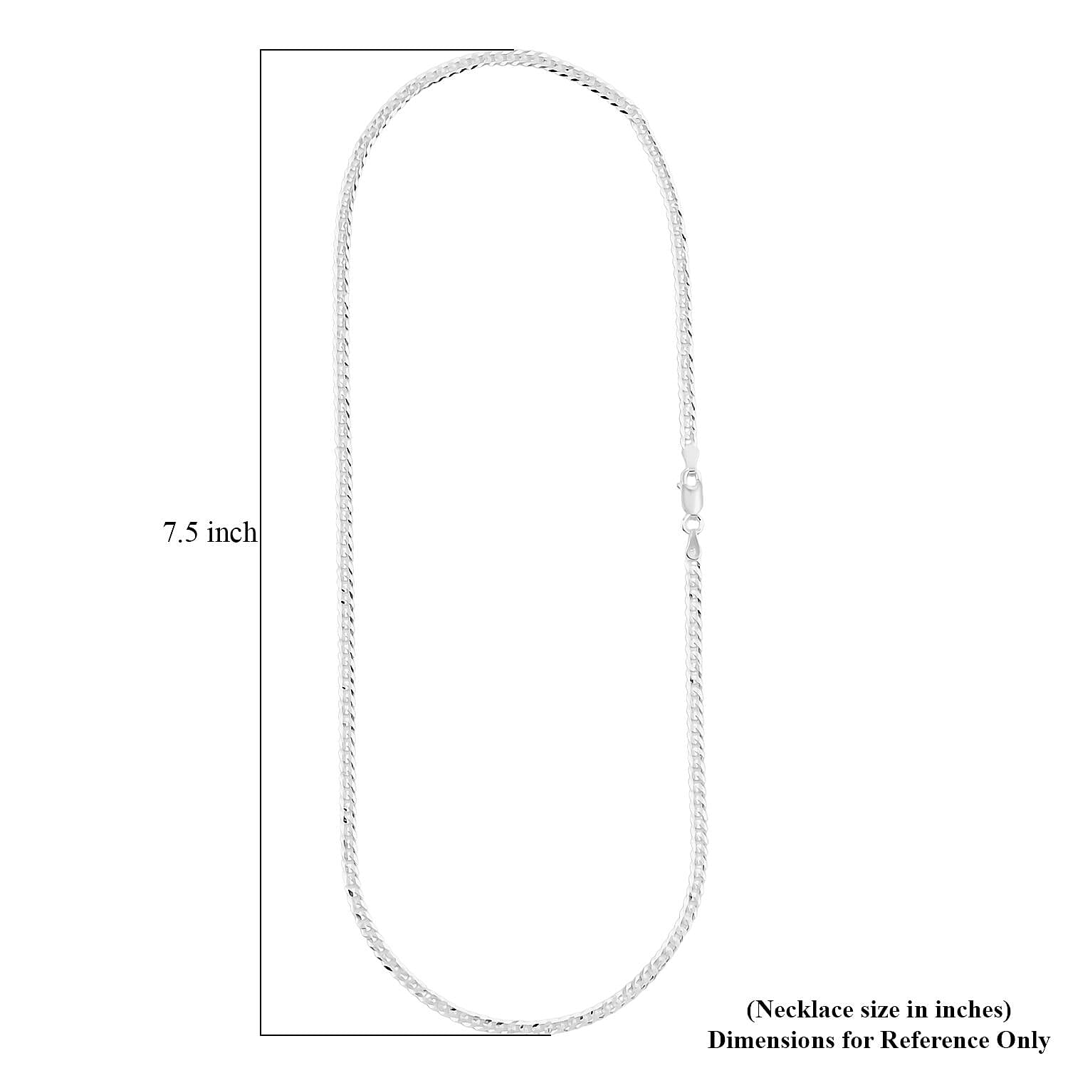 Italian Flat Curb Six Side Diamond-cut Chain Necklace in Sterling Silver 4.70 Grams 18 Inches